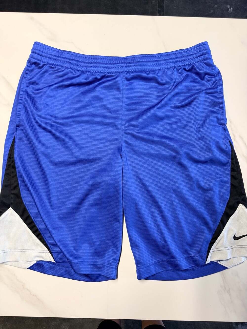 Nike Basketball Dri-FIT Blue Black White Athletic Mesh Shorts Size L